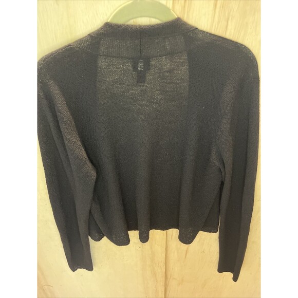 Eileen Fisher Italian Yarn Wool Black Cardigan Sweater Top Shirt Size Medium - Picture 8 of 8